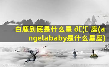 白鹿到底是什么星 🦆 座(angelababy是什么星座)